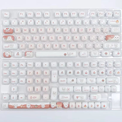 Dessert cat MOG round sublimation key cap for mechanical keyboards with colourful cartoon artwork
