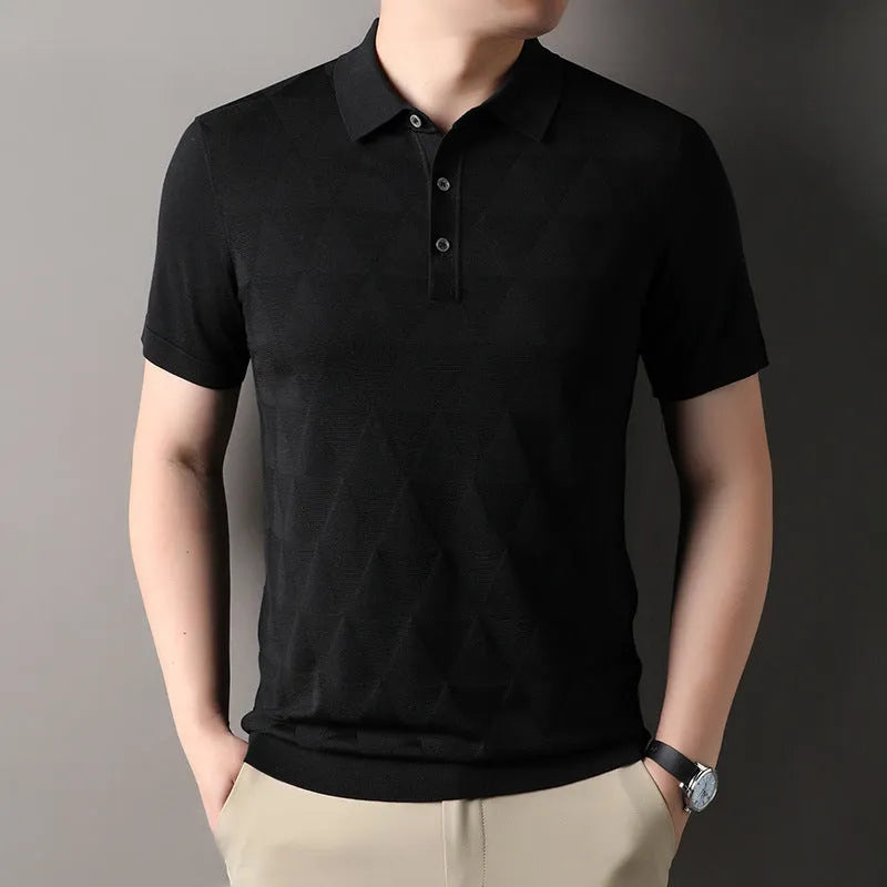 Men's thin ice silk short sleeve t-shirt in quick-drying knitted fabric showing colour options