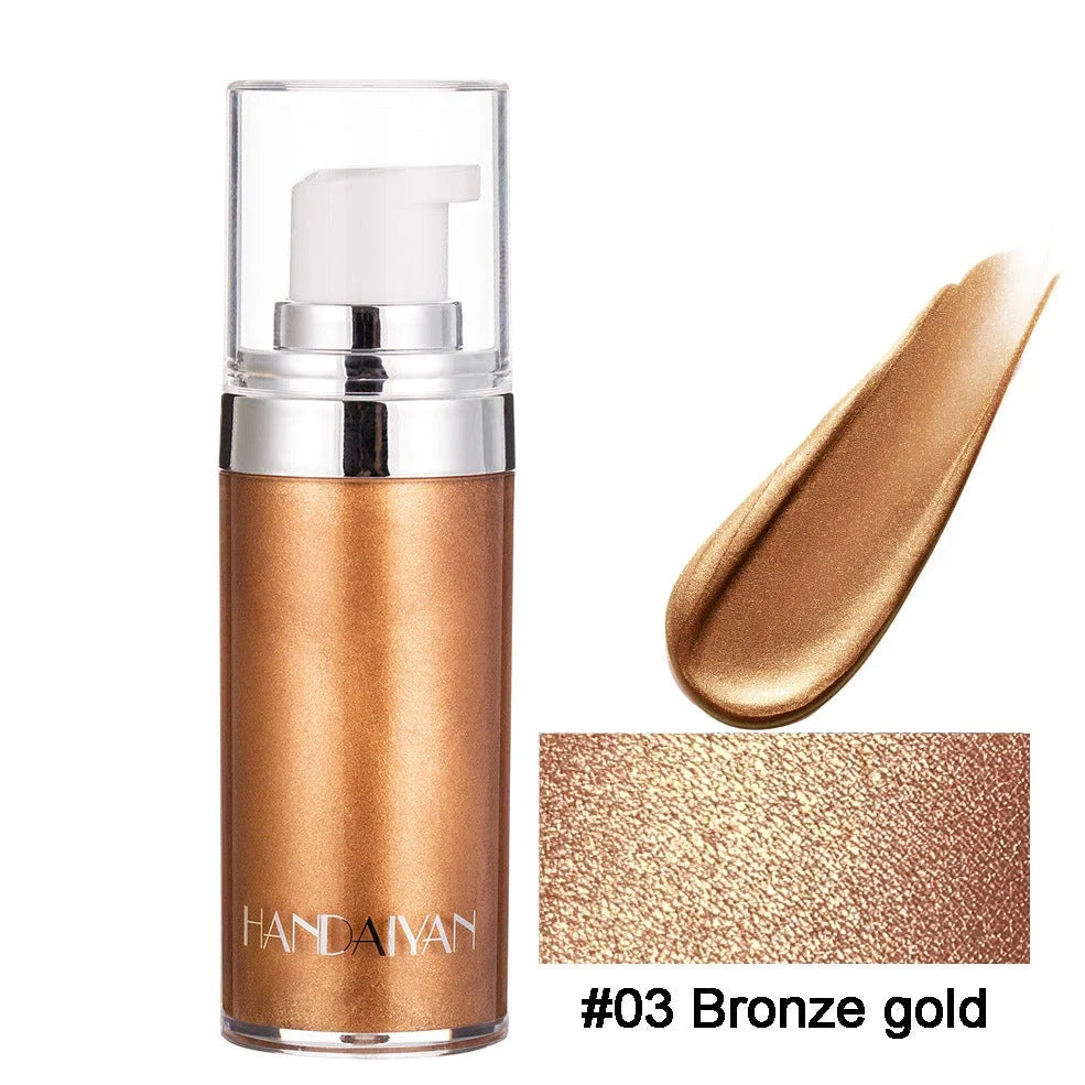 Liquid highlighter makeup bottle with 20ml capacity for face and body application