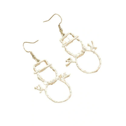 Personalized snowman-themed earrings and pendant set for Christmas, made of durable zinc alloy.
