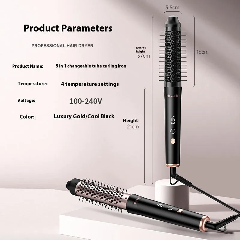 Automatic large wave hair curler in rose gold or black with three headbands and international power compatibility
