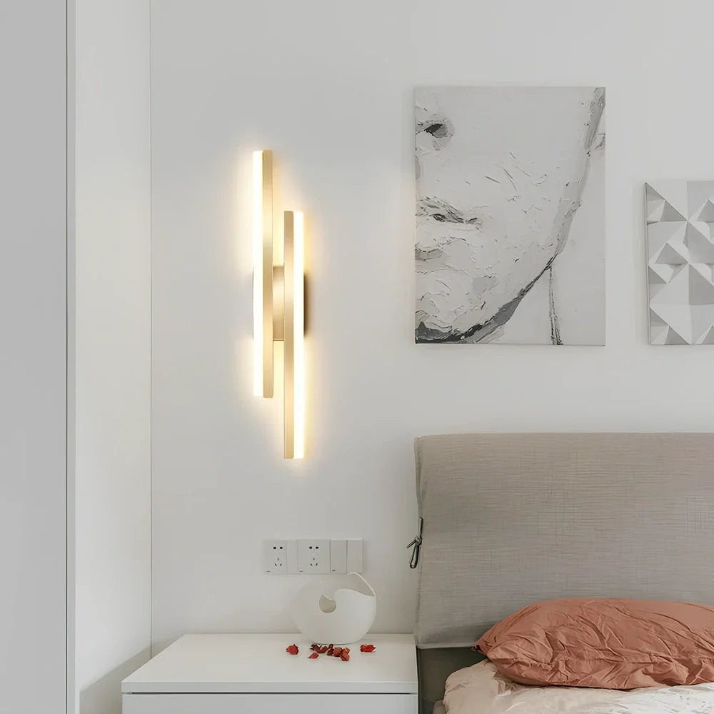 Scandinavian minimalist LED indoor wall light in 50cm black finish with tricolour acrylic shade, 220V powered for home use