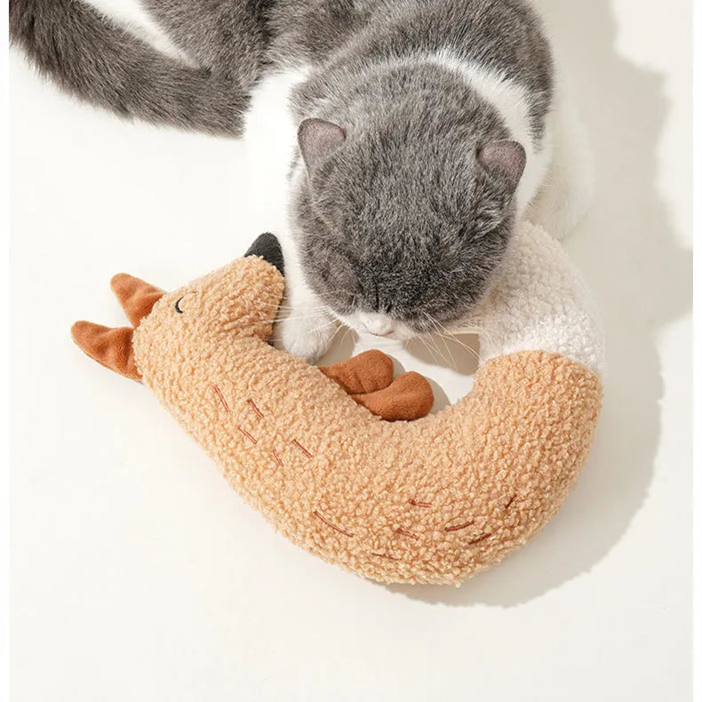 Fox and duckling plush pet chew toys made from soft teddy velvet fabric.