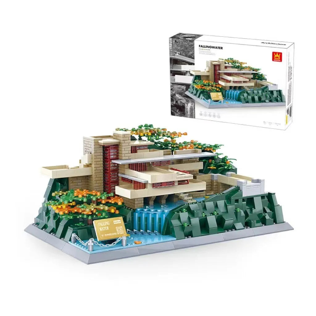 Wange building block set with 800+ ABS plastic pieces for constructing architectural landmark models
