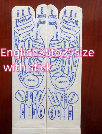 Acupressure foot massager socks with reflexology charts for targeted relief