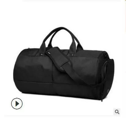 Men's waterproof canvas gym bag with multiple compartments and large capacity