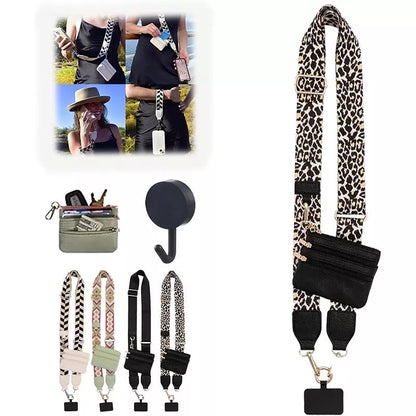 Adjustable mobile phone lanyard with zipper bag in multiple colors