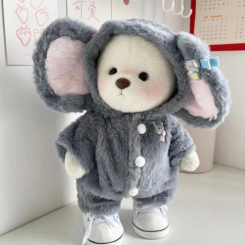 Grey elephant jumpsuit suit for 30cm Lina bear doll with plush material