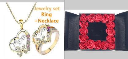Elegant gold-plated heart-shaped ring with multi-colored rhinestone embellishments, a thoughtful Mother's Day gift