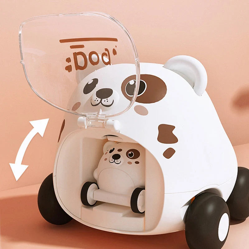 Interactive cartoon toy car for children, available in Little Tiger, Little Bear, and Puppy styles