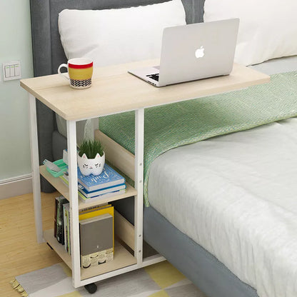 Portable bedside table in niameine walnut color, perfect for laptops and books