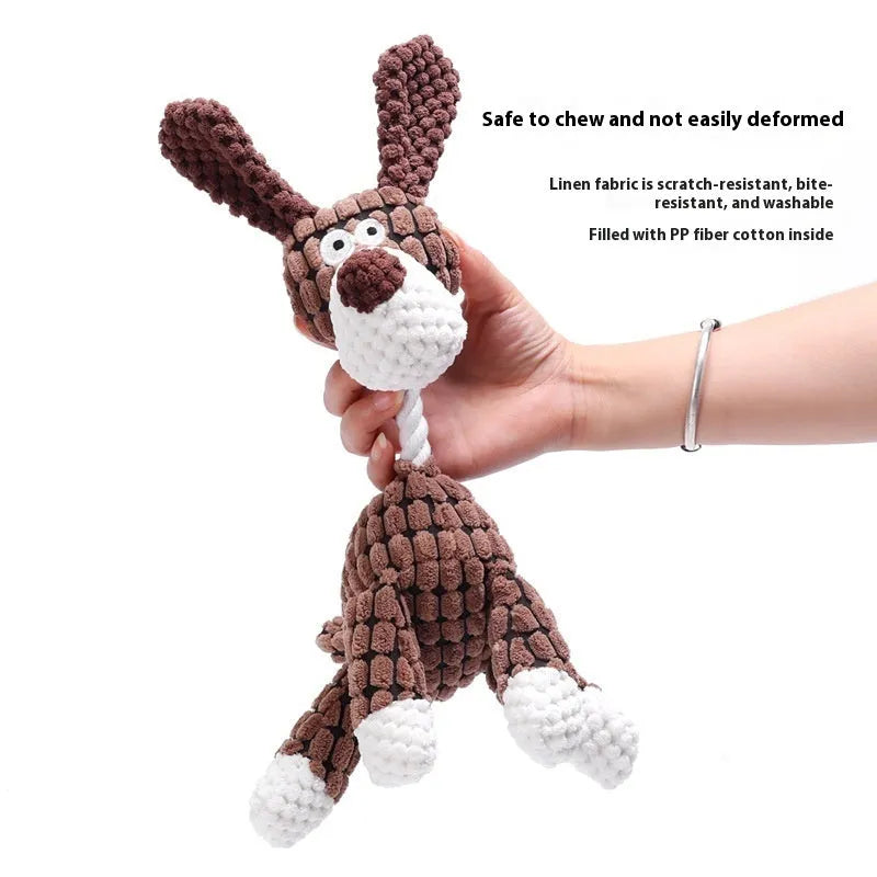 Bite-resistant plush puppy toy in various styles like rechargeable duck and plush donkey for teething relief