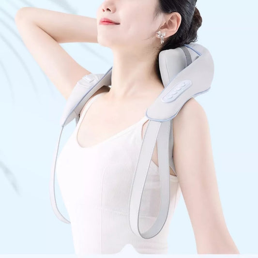 Rechargeable cervical oblique muscle massager with hot compress feature for neck and shoulder pain relief
