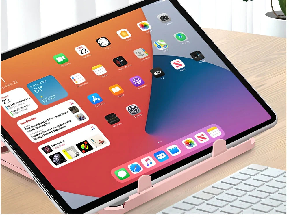 Black portable laptop stand with eight adjustable height settings expanded to 220mm width