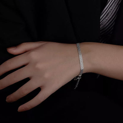 Multi-layer lace woven round beads chain bracelet in white gold color, perfect for women's fashion accessories.