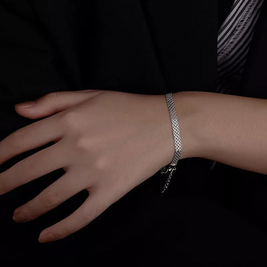 Multi-layer lace woven round beads chain bracelet in white gold color, perfect for women's fashion accessories.