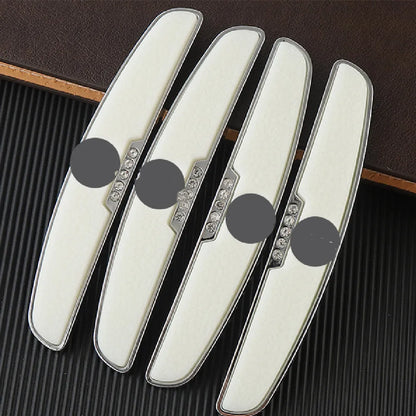 Universal car door edge protector strips in thickened PVC and metal, four-pack, black luminous transparent white