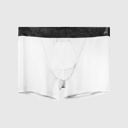 Men's black ice silk knitted nylon sports underwear, mid waist boyshort design