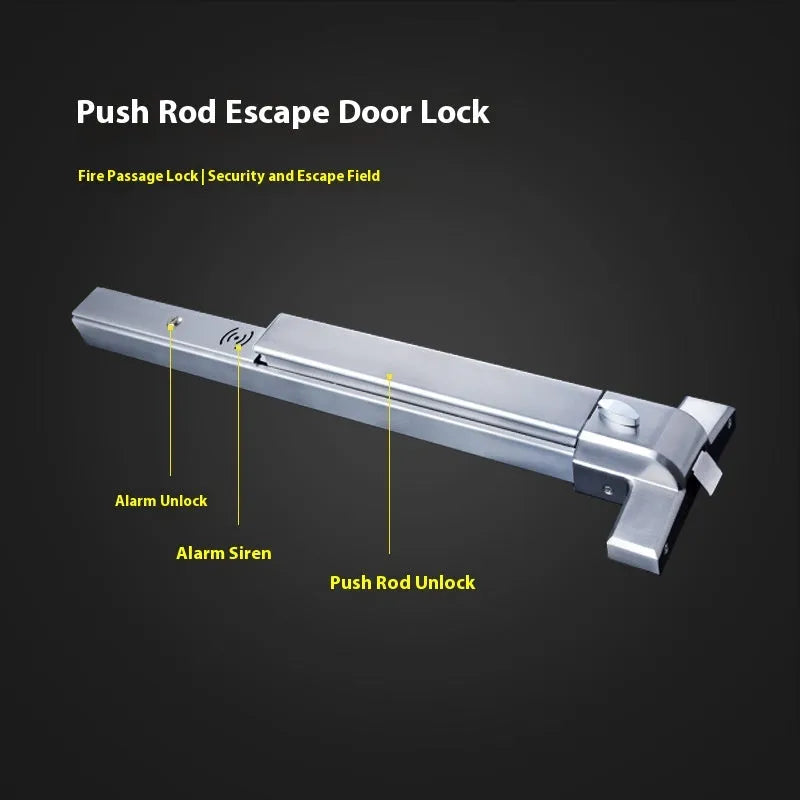 Stainless steel fire safety door push lock with external handle for 65cm single doors.