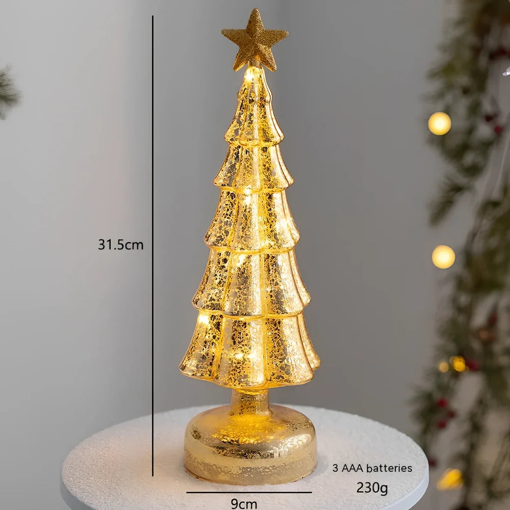 Cloth Christmas decoration models including battery-powered old man and tree for table and window use, 10-20cm height