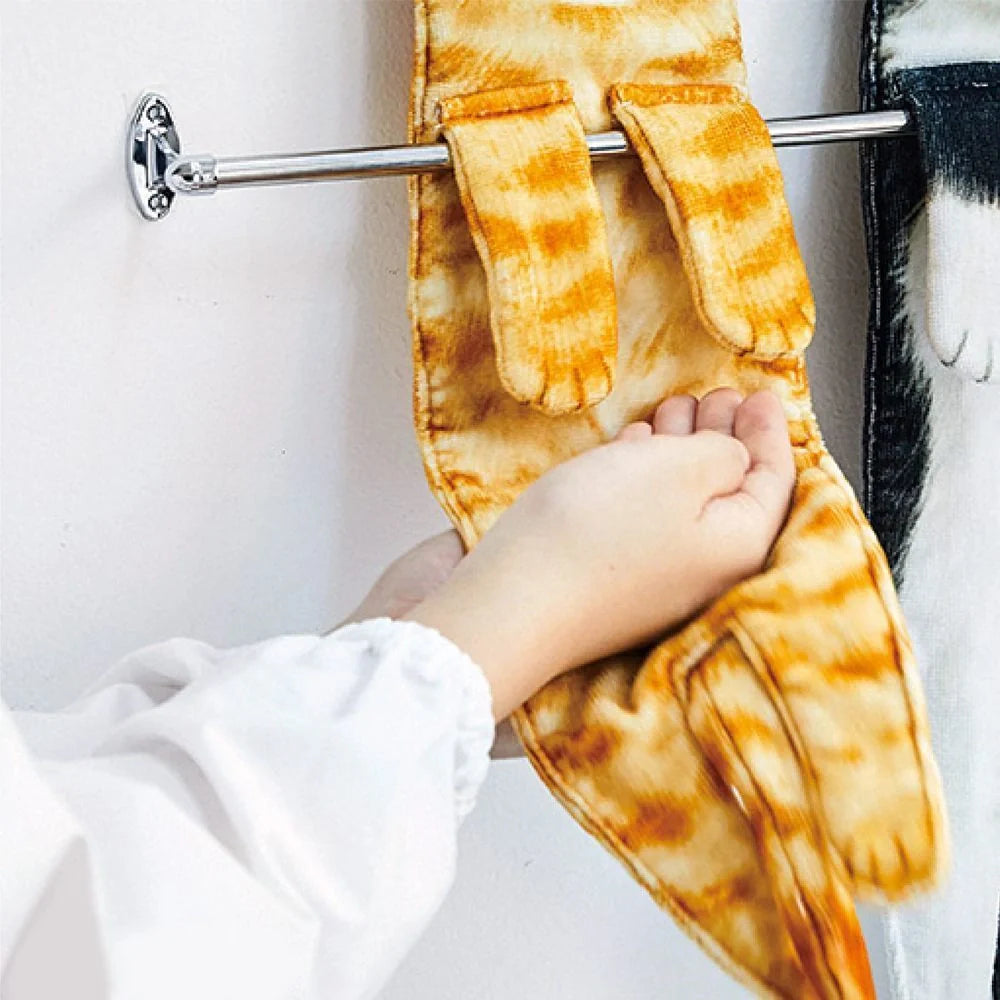 Playful cat-shaped hand towels for bathroom and kitchen use