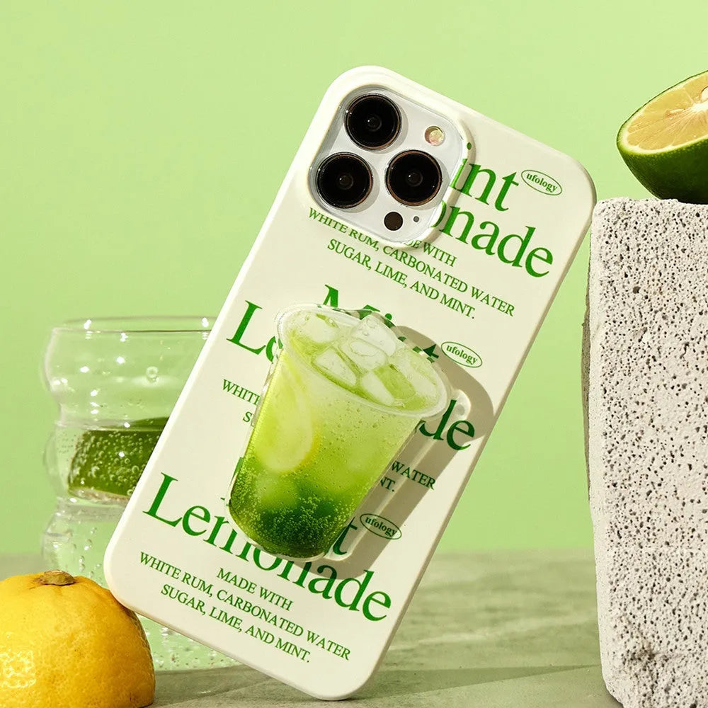 Yellow lemon print on a slim black TPU protective case for an iPhone.