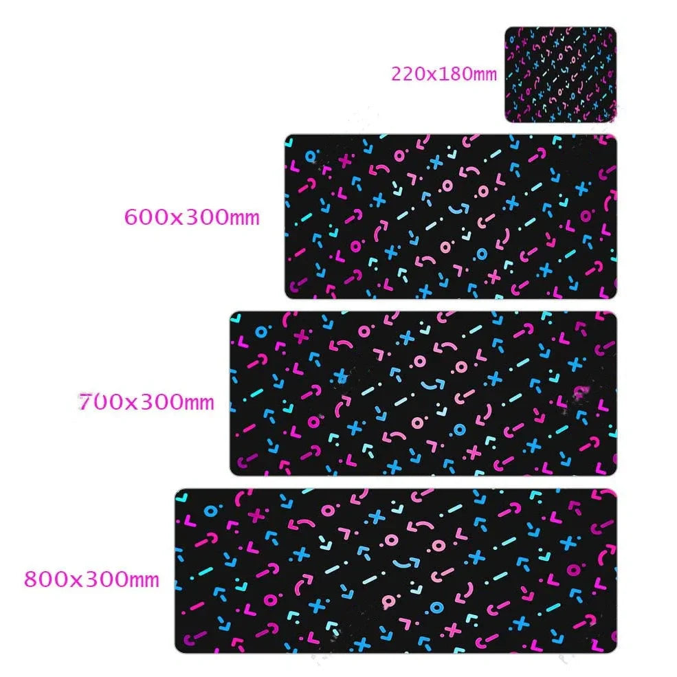 Character gaming mouse pad with 300x800mm surface and rubber base for precise tracking