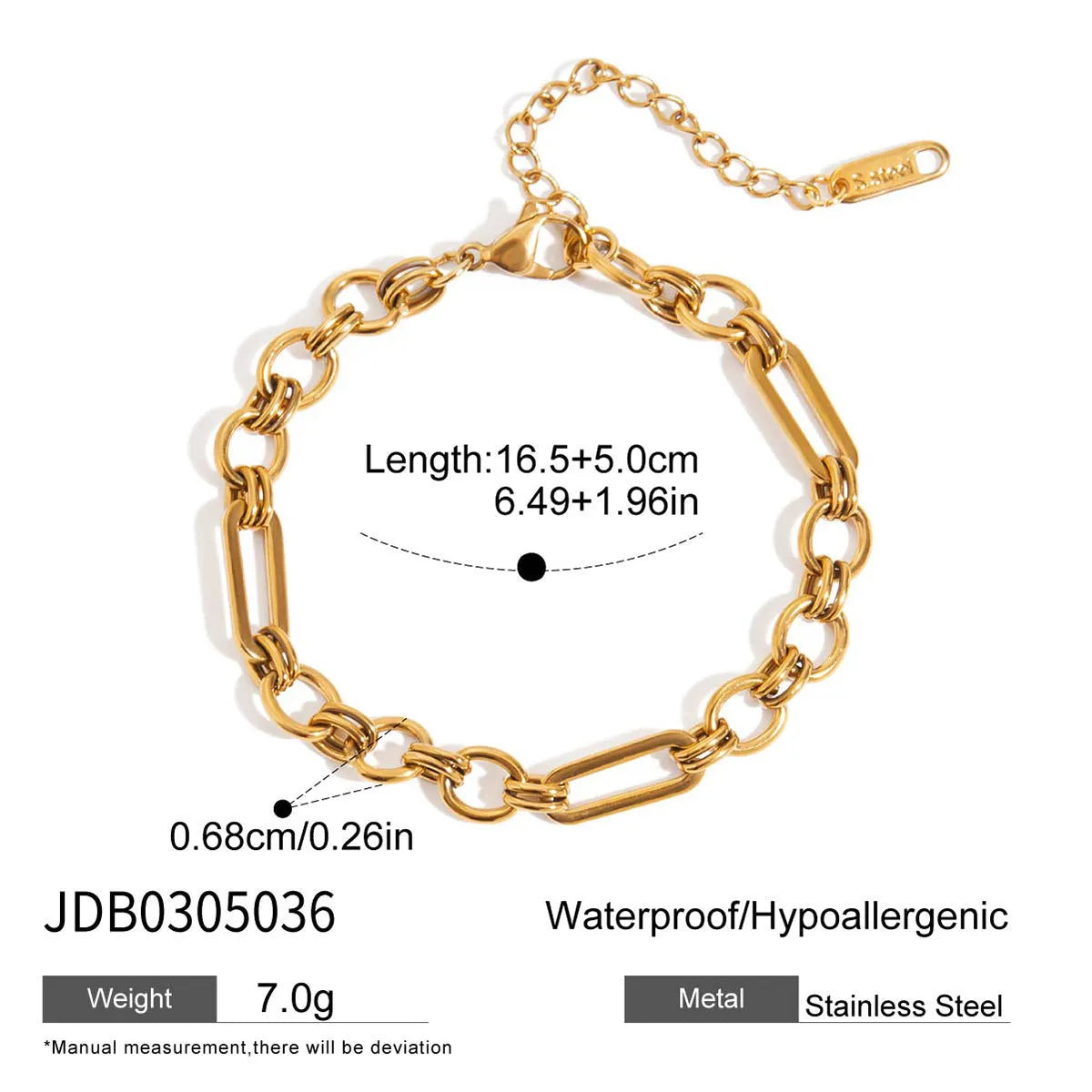 A women's stainless steel bracelet with an electroplated finish in a European and American style.