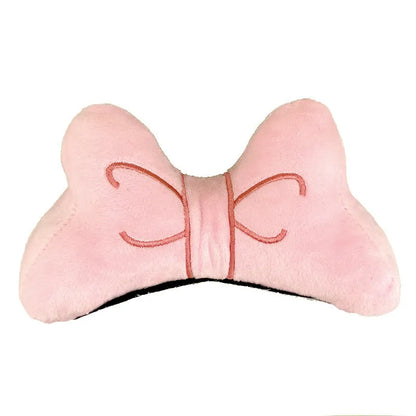 Plush bow tie helmet decoration in bright red colour with adjustable strap for motorcycle or ski helmets
