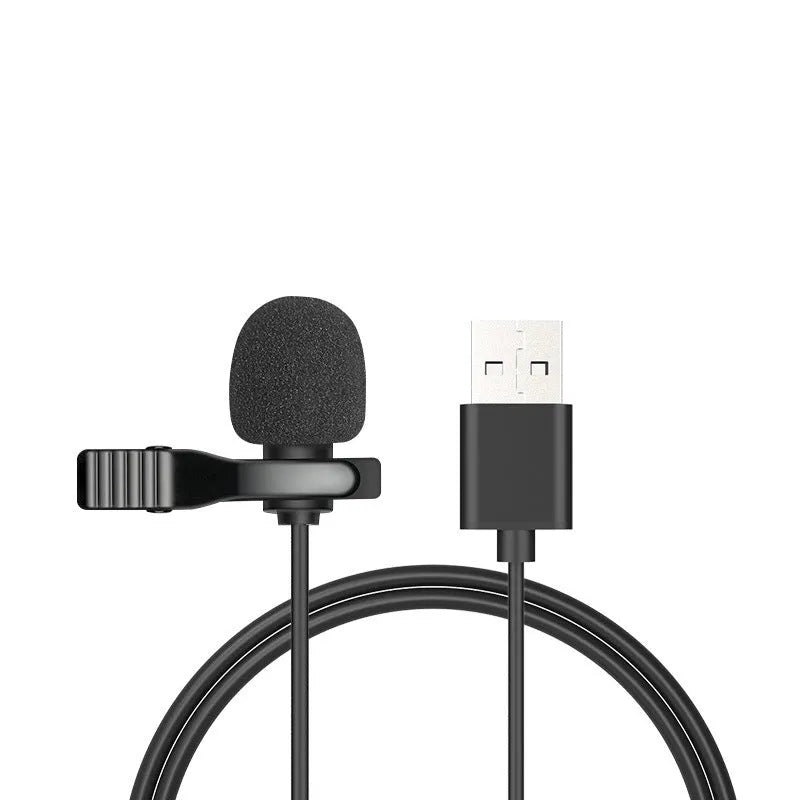 Wired lavalier microphone with clip and in-ear headphones for iPhone and 3.5mm devices.