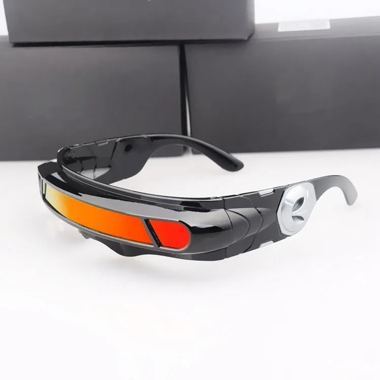 Black frame polarised sports sunglasses with choice of grey, red mercury, or blue mercury tinted lenses