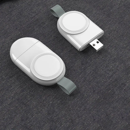 Portable Apple Watch wireless charging dock station with USB cable and built-in battery