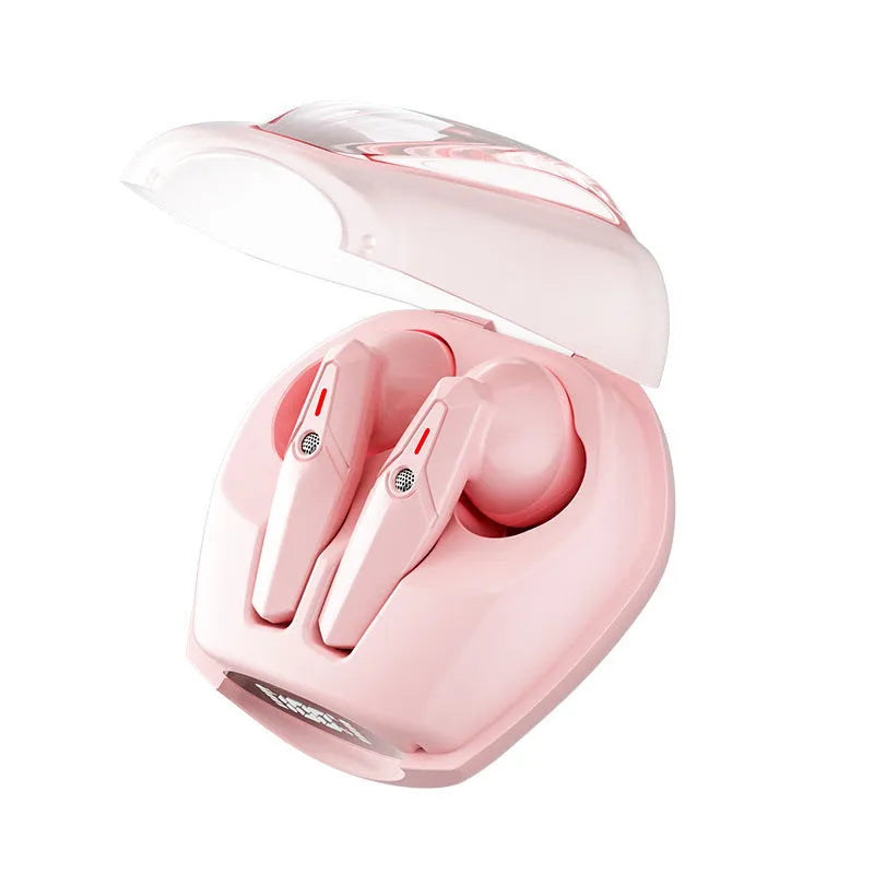 TWS Bluetooth headset with charging bin and cable, in-ear stereo, available in black white pink purple