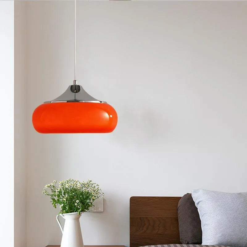 Bauhaus three headed egg tart pendant light with milk white glass shades