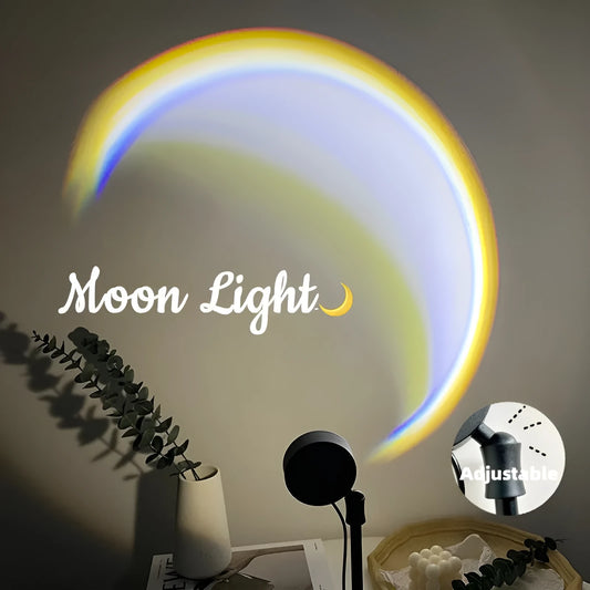 INS Scandinavian-style USB moon lamp projector with 360° rotation base for bedroom ambient lighting