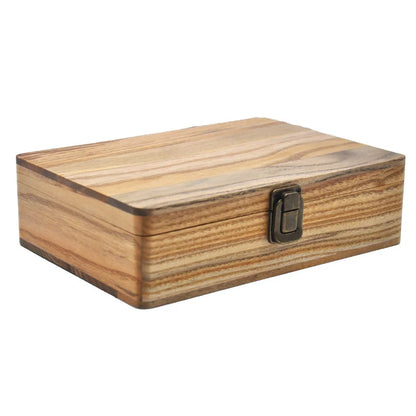 Wooden smoking set kit with khaki finish and 205mm storage box containing complete tool collection