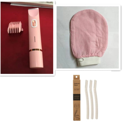 Pink 2-in-1 women's electric body hair shaver and trimmer for private pubic hair grooming