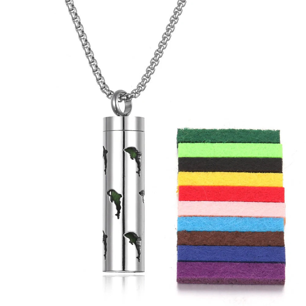 Titanium steel aromatherapy pendant with essential oil diffuser in various color options
