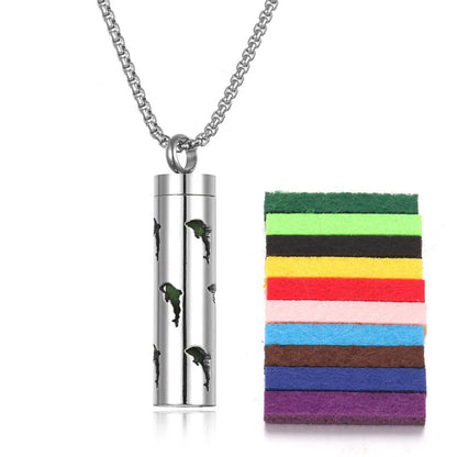 Titanium steel aromatherapy pendant with essential oil diffuser in various color options