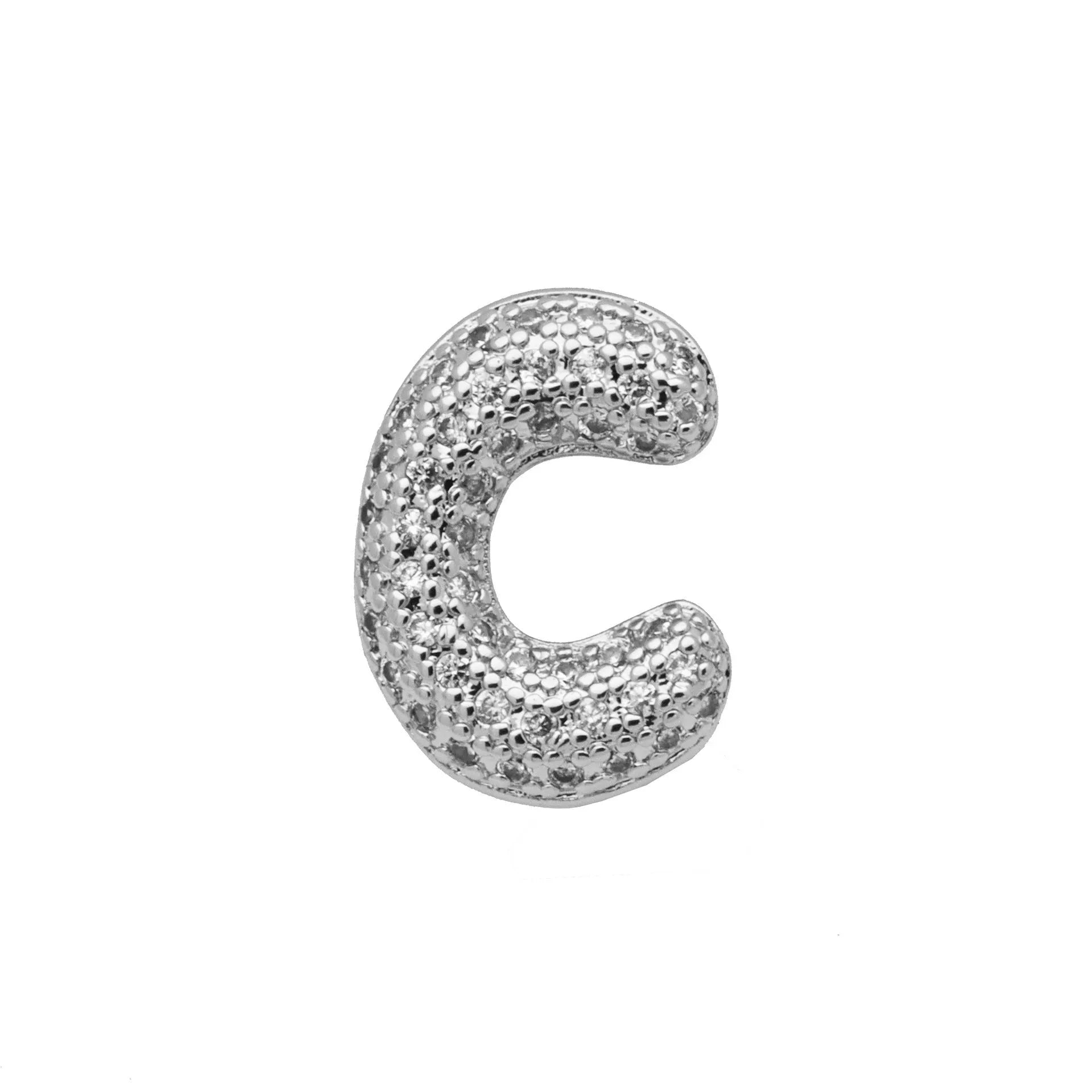 Retro style copper bracelet with English letter charm featuring micro inlaid zirconium stones in gold plating