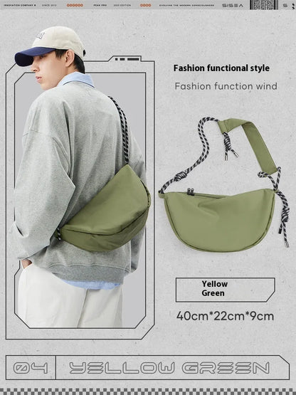 Men's lightweight nylon messenger bag with large capacity in urban simplicity style