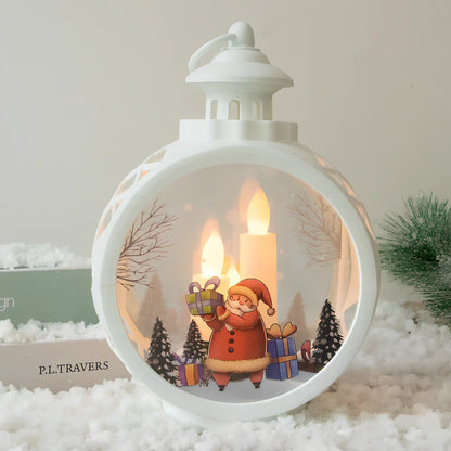Christmas candle light decoration with retro window design measuring 15cm height