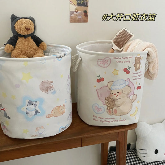 Foldable cotton laundry basket in modern simplicity design with large capacity for bedroom storage