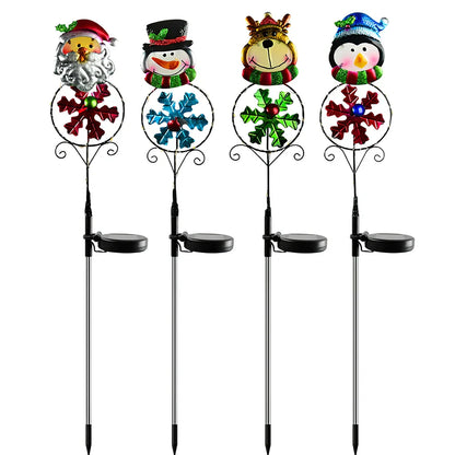 Solar Christmas LED ground light with Snowman design, 710mm height with ground spike