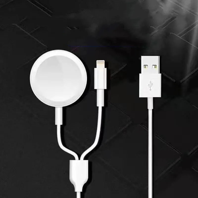 Portable Apple Watch wireless charging dock station with USB cable and built-in battery