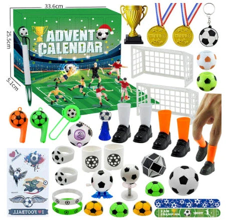 Christmas countdown blind box with football-themed building blocks for children aged 3-6 years