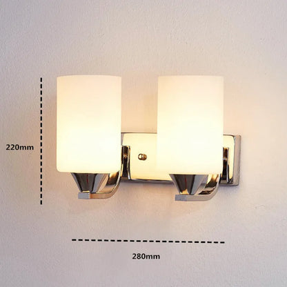 Minimalist chrome glass wall lamp with adjustable light colours for bedside illumination