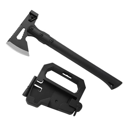 Stainless steel camping survival axe with ABS handle measuring 40cm by 15cm