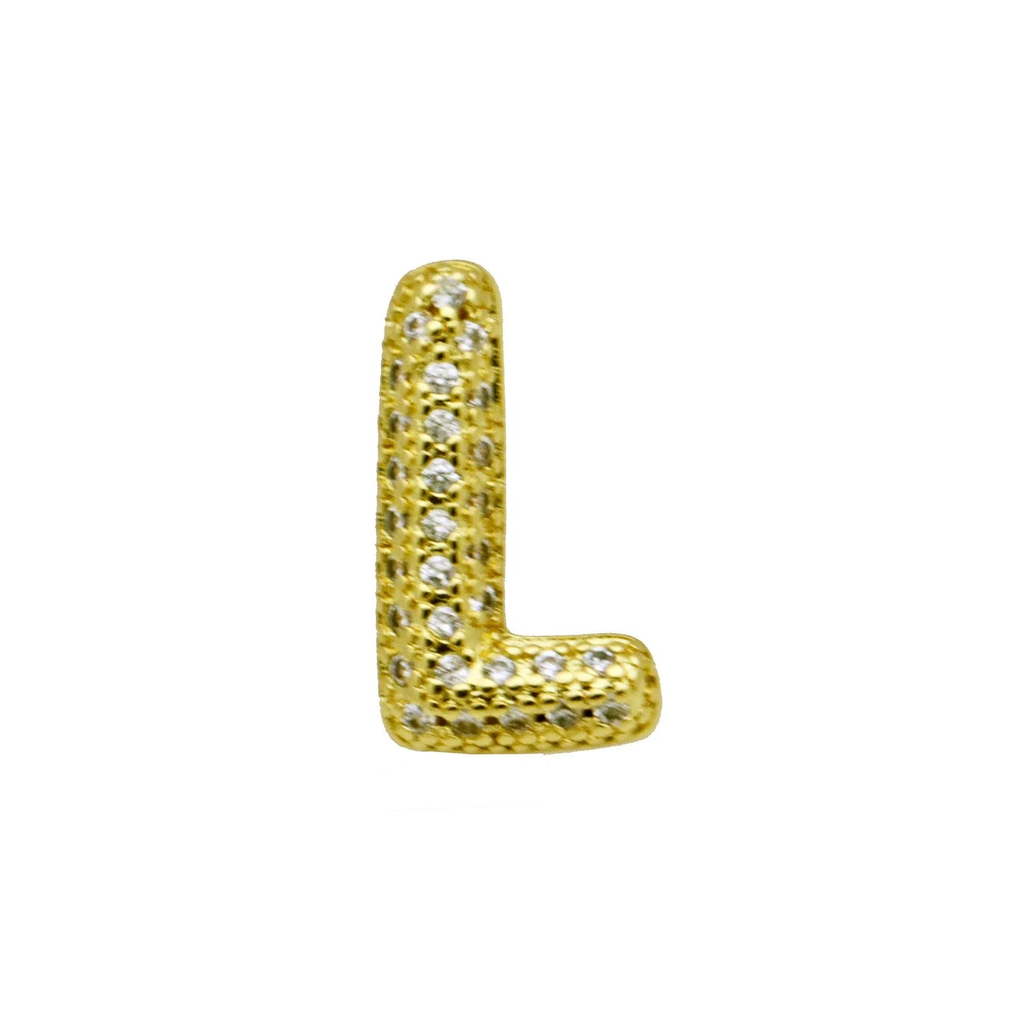Retro style copper bracelet with English letter charm featuring micro inlaid zirconium stones in gold plating