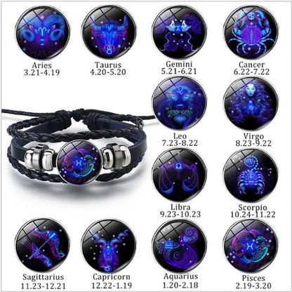 Luminous zodiac bracelet with glow-in-the-dark astrological symbols for stylish nightlight fashion